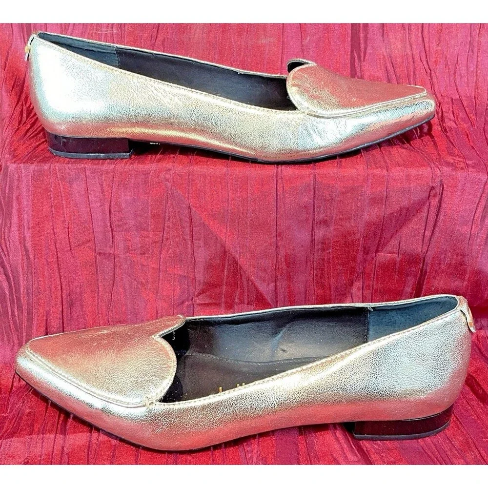 Womens Calvin Klein Gold Flat Ballerina Style Espadrille Shoes sz 8